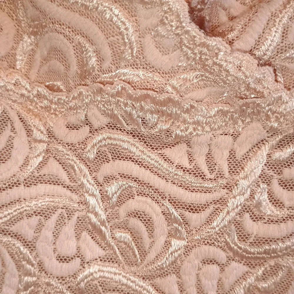 VTG Y2K Bebe Crochet Lace Cami Bra Top‎ Coquette Fairycore Tan Pink XS S - Picture 5 of 7